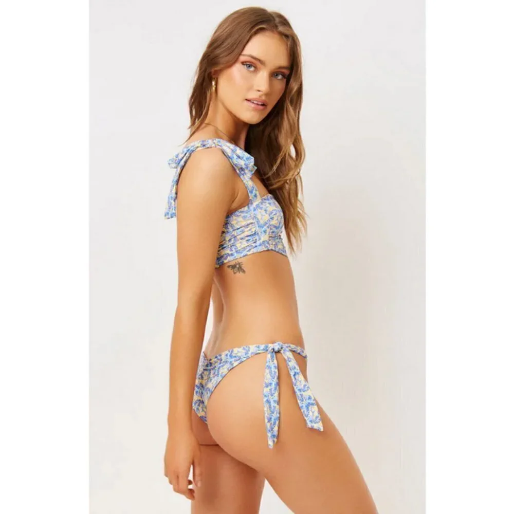 💕FRANKIES BIKINIS💕 Bella Bandeau Bikini Top Monarch Butterfly Print Large NWT
